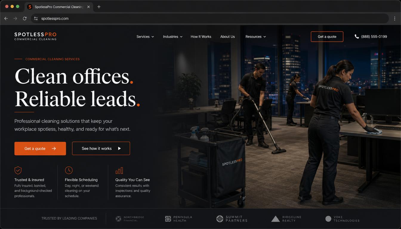 Custom landing page for the commercial cleaning campaign